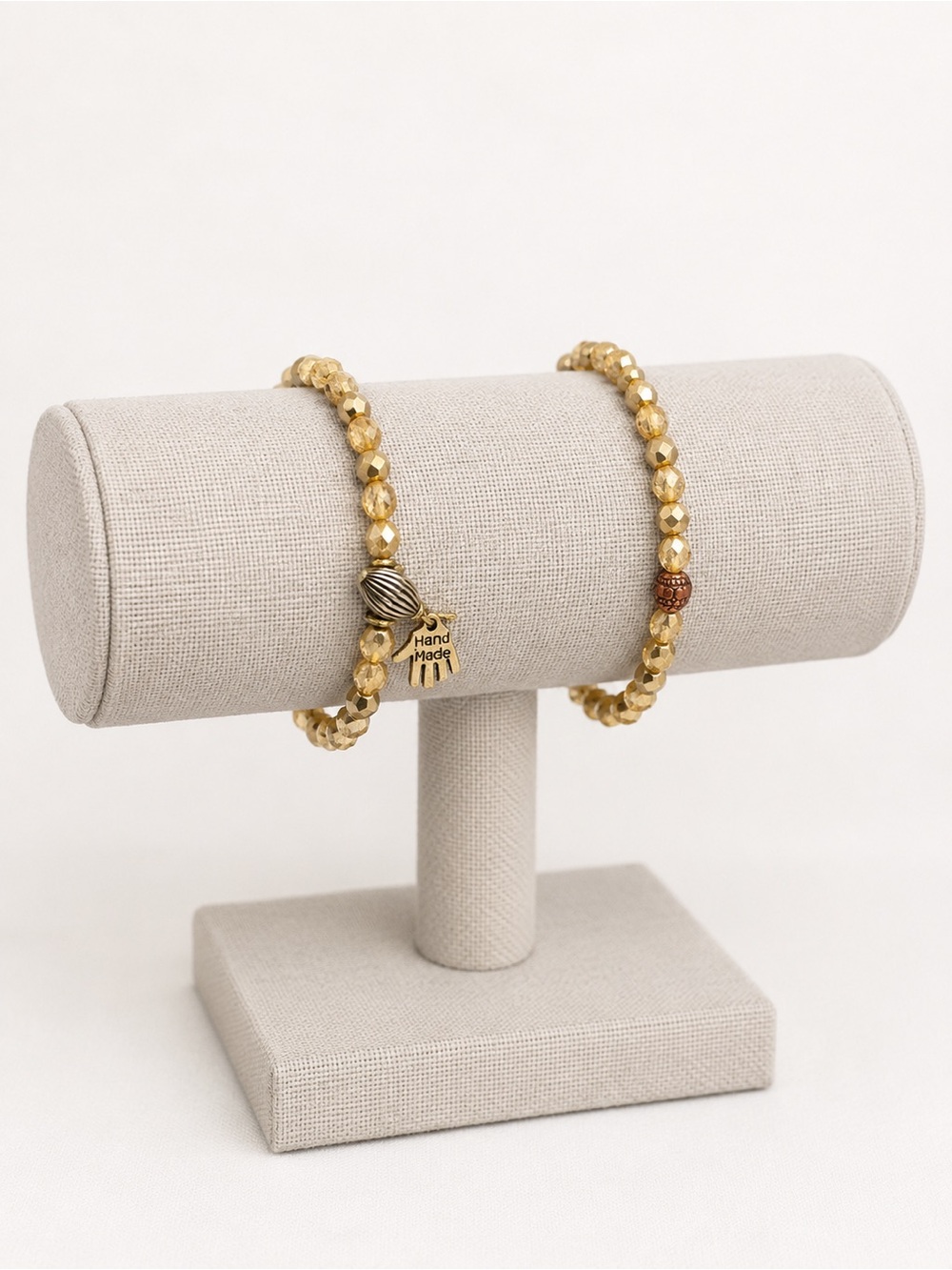 Handmade Gold Beaded Stretch Bracelets